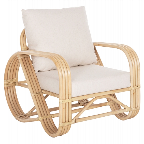 ΠΟΛΥΘΡΟΝΑ FB99813 ΦΥΣΙΚΟ RATTAN ΚΑΙ ΛΕΥΚΑ ΜΑΞΙΛΑΡΙΑ 81x90x92Yεκ.