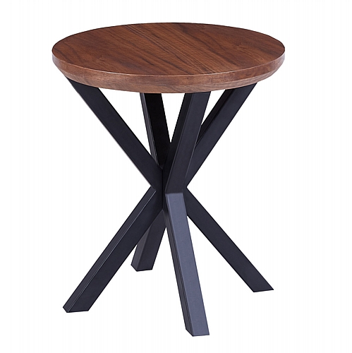 ΒΟΗΘΗΤΙΚΟ ΤΡΑΠΕΖΑΚΙ ΣΤΡΟΓΓΥΛΟ FB99473.02 MDF ΜΕ ΚΑΠΛΑΜΑ ΑΠΟ ΞΥΛΟ ΚΑΡΥΔΙΑΣ Φ50x55Yεκ.
