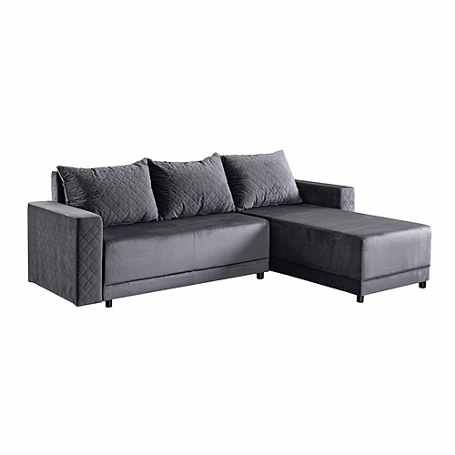 ΓΩΝΙΑΚΟΣ ΚΑΝΑΠΕΣ ΚΡΕΒΑΤΙ Lotos ΓΚΡΙ ΧΡΩΜΑ 237x168x80εκ