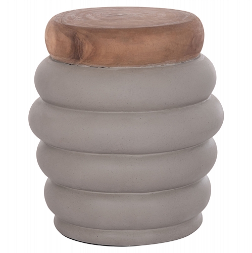 ΤΡΑΠΕΖΙ ΒΟΗΘΗΤΙΚΟ FB918172.03 FIBER CEMENT ΓΚΡΙ- ΞΥΛΟ TEAK TOP Φ45x46Υεκ.