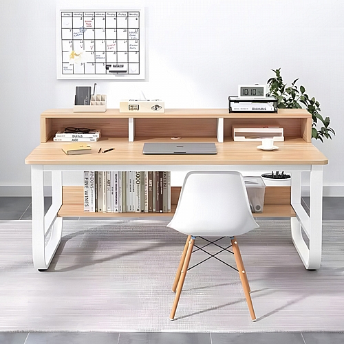 Γραφείο εργασίας Evrepy pakoworld mdf σε oak απόχρωση με λευκό μέταλλο 100x60x73εκ Γραφείο εργασίας Evrepy pakoworld mdf σε oak απόχρωση με λευκό μέταλλο 100x60x73εκ