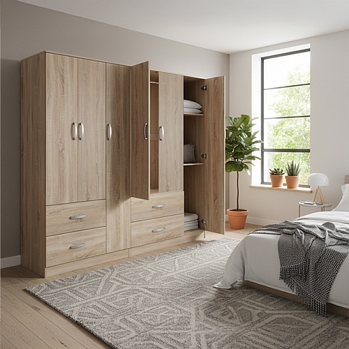 Ντουλάπα εξάφυλλη Lego pakoworld sonoma 180x42x180εκ Ντουλάπα εξάφυλλη Lego pakoworld sonoma 180x42x180εκ