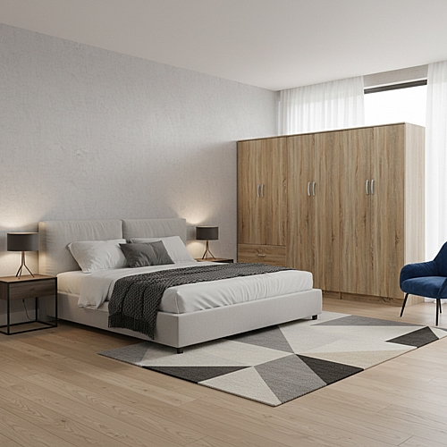 Ντουλάπα εξάφυλλη Lego I pakoworld sonoma 240x42x180εκ Ντουλάπα εξάφυλλη Lego I pakoworld sonoma 240x42x180εκ