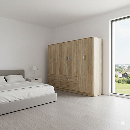 Ντουλάπα εξάφυλλη Lego pakoworld sonoma 240x42x180εκ Ντουλάπα εξάφυλλη Lego pakoworld sonoma 240x42x180εκ