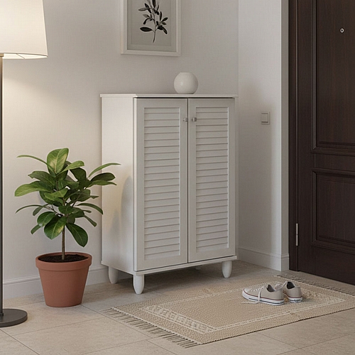 Παπουτσοθήκη-ντουλάπι Santo pakoworld 10 ζεύγων σε λευκή απόχρωση 60x34.5x91.5εκ