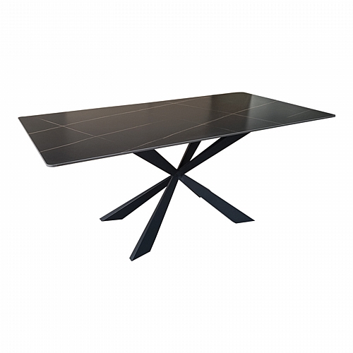 Τραπέζι Mattias pakoworld sintered stone μαύρη όψη μαρμάρου με μαύρα μεταλλικά πόδια 180x90x75εκ Τραπέζι Mattias pakoworld sintered stone μαύρη όψη μαρμάρου με μαύρα μεταλλικά πόδια 180x90x75εκ