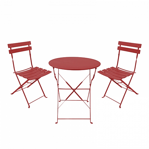 Τραπεζαρία Bistro pakoworld σετ 3τεμ μεταλλική αναδιπλούμενη σε terracotta απόχρωση Φ60x71εκ Τραπεζαρία Bistro pakoworld σετ 3τεμ μεταλλική αναδιπλούμενη σε terracotta απόχρωση Φ60x71εκ
