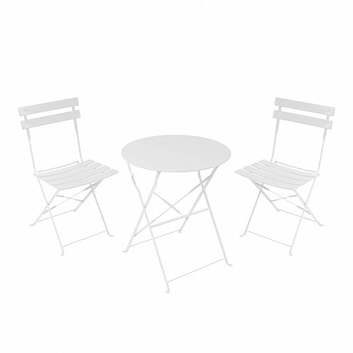 Τραπεζαρία Bistro pakoworld σετ 3τεμ μεταλλική αναδιπλούμενη σε λευκή απόχρωση Φ60x71εκ Τραπεζαρία Bistro pakoworld σετ 3τεμ μεταλλική αναδιπλούμενη σε λευκή απόχρωση Φ60x71εκ