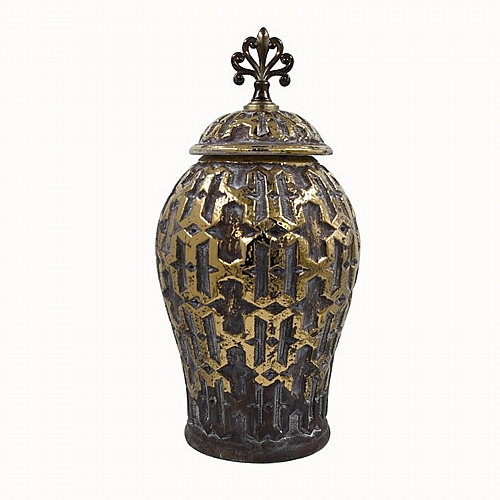 ΚΕΡΑΜΙΚΟ ΒΑΖΟ Fylliana FL2329 ΜΑΥΡΟ-ΧΡΥΣΟ ΧΡΩΜΑ 19x19x41εκ ΚΕΡΑΜΙΚΟ ΒΑΖΟ Fylliana FL2329 ΜΑΥΡΟ-ΧΡΥΣΟ ΧΡΩΜΑ 19x19x41εκ