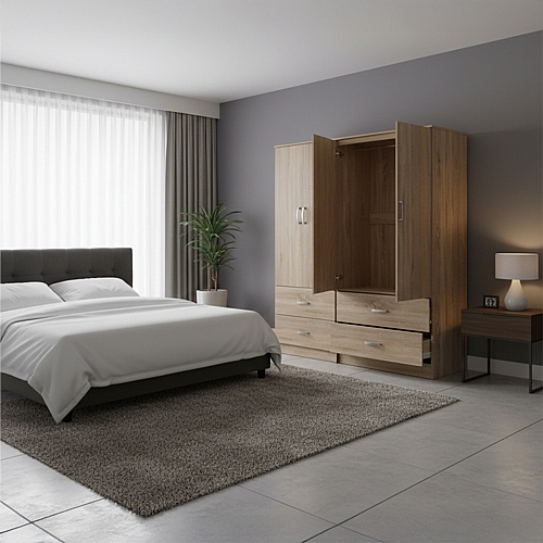 Ντουλάπα τετράφυλλη με συρτάρια Lego pakoworld sonoma 160x42x180εκ Ντουλάπα τετράφυλλη με συρτάρια Lego pakoworld sonoma 160x42x180εκ