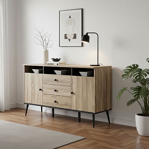 Μπουφές Zezan pakoworld σε sonoma-ανθρακί απόχρωση 140.5x41.5x80εκ Μπουφές Zezan pakoworld σε sonoma-ανθρακί απόχρωση 140.5x41.5x80εκ