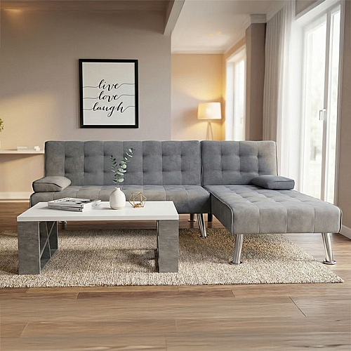 Γωνιακός καναπές-κρεβάτι αναστρέψιμος Brisk pakoworld ύφασμα με ανθρακί απόχρωση 200x146x75εκ