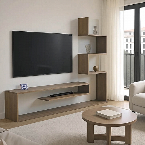 Έπιπλο τηλεόρασης με βιβλιοθήκη Cazenda pakoworld σε sonoma με λευκή απόχρωση 160x29x126εκ Έπιπλο τηλεόρασης με βιβλιοθήκη Cazenda pakoworld σε sonoma με λευκή απόχρωση 160x29x126εκ