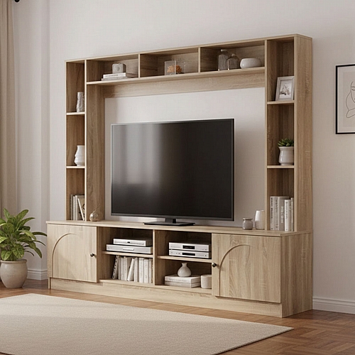 Σύνθετο σαλονιού Ambera pakoworld σε sonoma απόχρωση 200x40x171.5εκ Σύνθετο σαλονιού Ambera pakoworld σε sonoma απόχρωση 200x40x171.5εκ