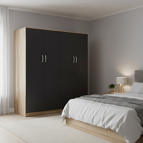 Ντουλάπα τετράφυλλη Athos Ι pakoworld sonoma-ανθρακί 160x42x180εκ Ντουλάπα τετράφυλλη Athos Ι pakoworld sonoma-ανθρακί 160x42x180εκ