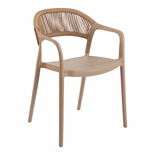 Πολυθρόνα Ankara pakoworld στοιβαζόμενη pp-pe rattan σε μόκα-φυσική απόχρωση 54x55.5x77εκ