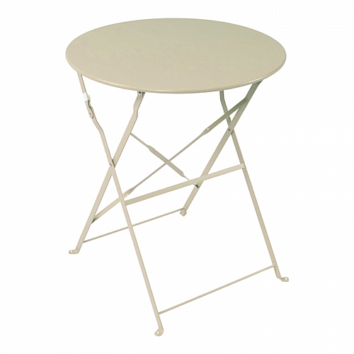 Τραπεζι Bistro pakoworld μεταλλικό αναδιπλούμενο σε μπεζ απόχρωση Φ60x71εκ