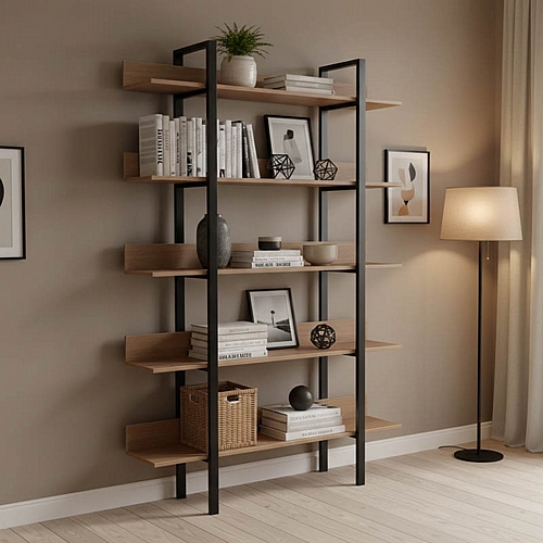 Βιβλιοθήκη Boderta pakoworld σε sonoma-μαύρη απόχρωση 120x30x190εκ Βιβλιοθήκη Boderta pakoworld σε sonoma-μαύρη απόχρωση 120x30x190εκ