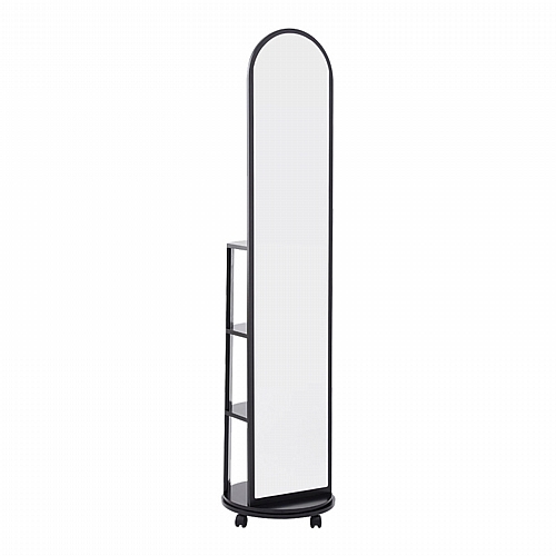 Καθρέπτης τροχήλατος Espero pakoworld mdf με ράφια σε μαύρη απόχρωση Φ34x170εκ