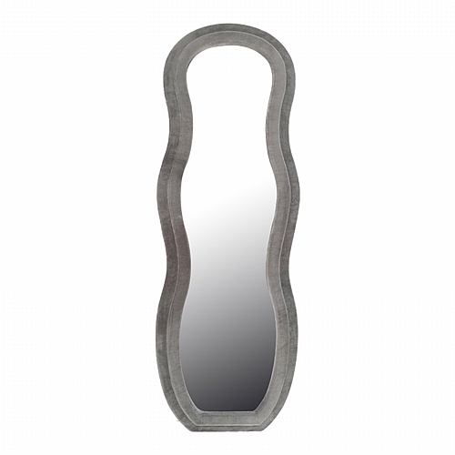 Καθρέπτης Glinde Inart βελούδο σε γκρι απόχρωση 50x3.3x150εκ