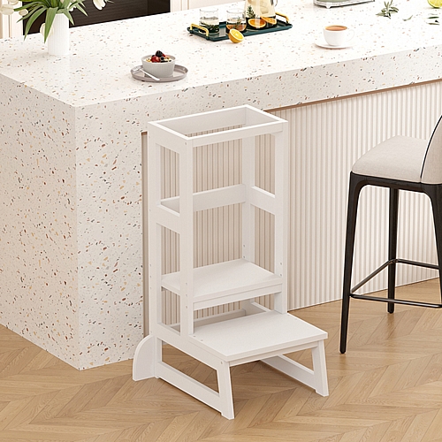 Παιδικός πύργος εκμάθησης Chiquel pakoworld τ. Montessori ξύλο σε λευκή απόχρωση 45.7x51x90εκ