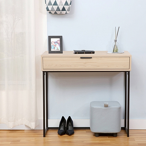 Κονσόλα Joumpa pakoworld με συρτάρι σε φυσική απόχρωση με μαύρο μέταλλο 80x28x76.5εκ Κονσόλα Joumpa pakoworld με συρτάρι σε φυσική απόχρωση με μαύρο μέταλλο 80x28x76.5εκ