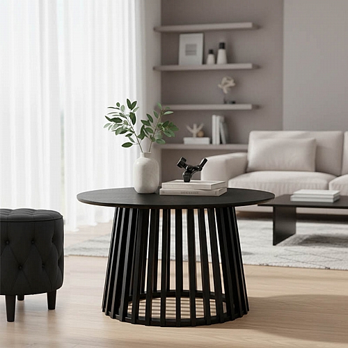 Τραπέζι σαλονιού Domonic pakoworld mdf σε μαύρη απόχρωση Φ80x45εκ