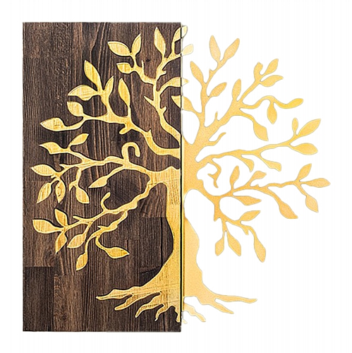 ΔΙΑΚΟΣΜΗΤΙΚΟ ΤΟΙΧΟΥ ΔΕΝΤΡΟ FB94751-ΦΥΛΛΑ ΜΕΤΑΛΛΟΥ ΧΡΥΣΑ-ΞΥΛΟ 58x3(βάθος)x58Υεκ.