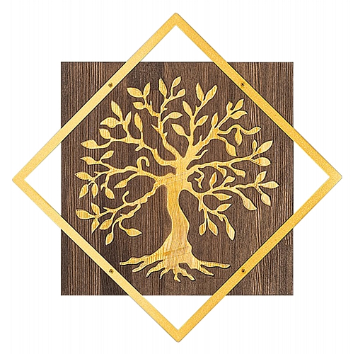 ΔΙΑΚΟΣΜΗΤΙΚΟ ΤΟΙΧΟΥ ΔΕΝΤΡΟ FB94752-ΦΥΛΛΑ ΜΕΤΑΛΛΟΥ ΧΡΥΣΑ-ΞΥΛΟ 54x3(βάθος)x54Υεκ.