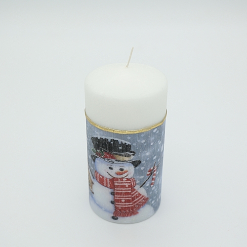Χριστουγεννιάτικο κερί με χιονάνθρωπο