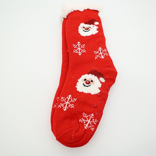 Χριστουγεννιάτικες κόκκινες κάλτσες με χιονονιφάδα και Αϊ-Βασίλη