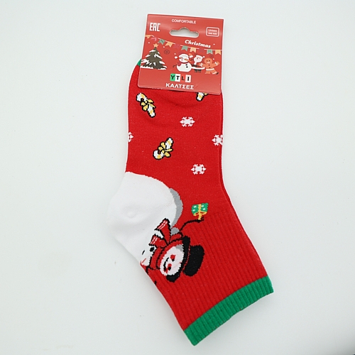 Χριστουγεννιάτικες κόκκινες κάλτσες με χιονάνθρωπο