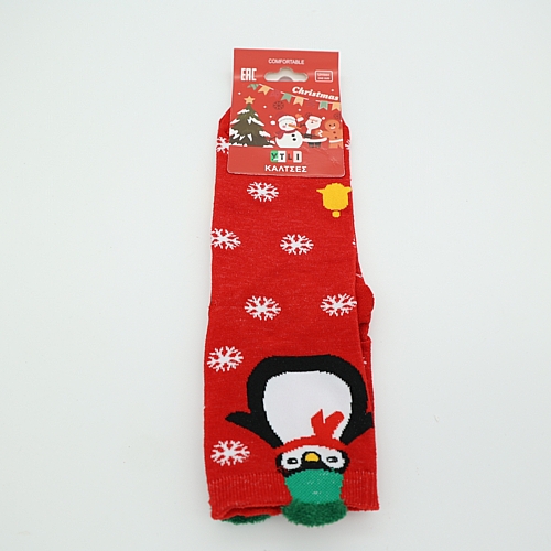 Χριστουγεννιάτικες κόκκινες κάλτσες με πιγκουίνο