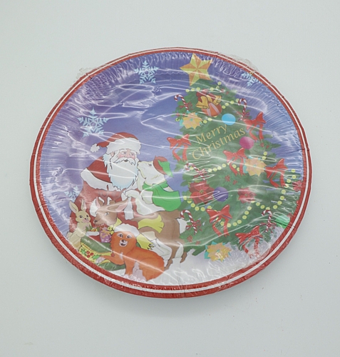 Χάρτινα χριστουγεννιάτικα πιάτα με Άγιο Βασίλη και δέντρο