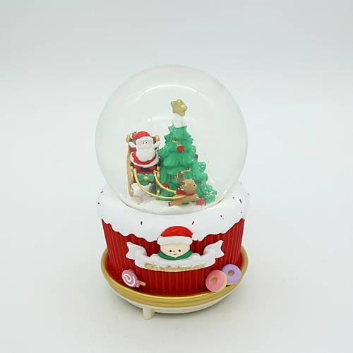 Φωτιζόμενη Χριστουγεννιάτικη Χιονόμπαλα με Ήχο – Άγιος Βασίλης & Έλατο