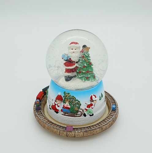 Φωτιζόμενη Χριστουγεννιάτικη Χιονόμπαλα με Ήχο – Άγιος Βασίλης & Τρενάκι