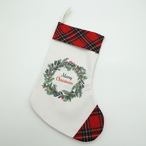 Χριστουγεννιάτικη Κάλτσα Διακόσμησης “Merry Christmas” με Στεφάνι