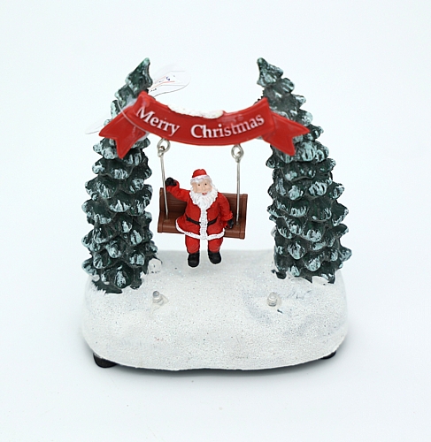 Χριστουγεννιάτικο Διακοσμητικό Άγιος Βασίλης σε Κούνια με Φωτισμό