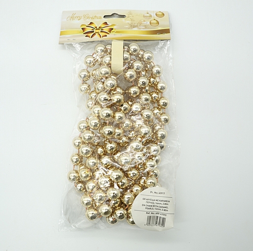 Χριστουγεννιάτικη Γιρλάντα με Πέρλες Χρυσή – 2,80m