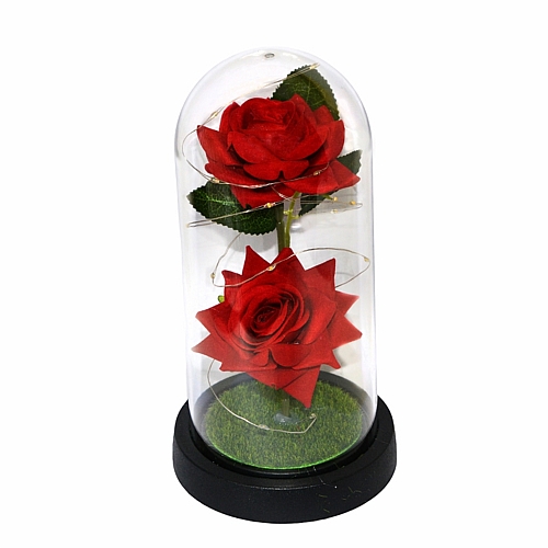 Καμπάνα Πλαστική με Διπλό Υφασμάτινο Τριαντάφυλλο 21×11cm