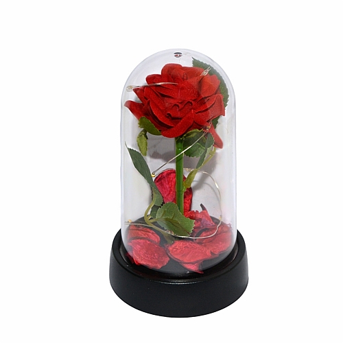 Καμπάνα με Υφασμάτινο Τριαντάφυλλο & Φως LED – 15 x 8.5 cm