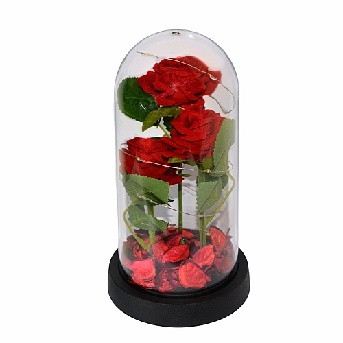 Καμπάνα Πλαστική με Τρία Υφασμάτινα Τριαντάφυλλα 21×11cm