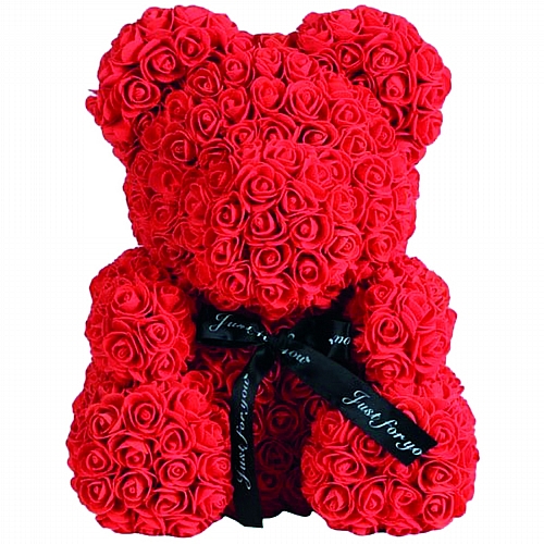 				 Rose Bear από Κόκκινα Τριαντάφυλλα με Φιογκάκι – 25cm	