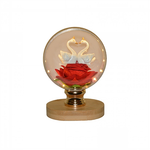 Γυάλα με Κύκνους & Κόκκινο Τριαντάφυλλο με LED – 12x9.5cm Γυάλα με Κύκνους & Κόκκινο Τριαντάφυλλο με LED – 12x9.5cm