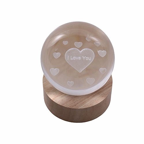 Γυάλα με Χάραξη & Φως – I Love You, Διάμετρος 8cm