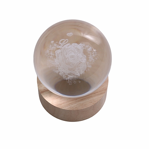 Γυάλα με Χάραξη & Φως – Τριαντάφυλλο, Διάμετρος 8cm