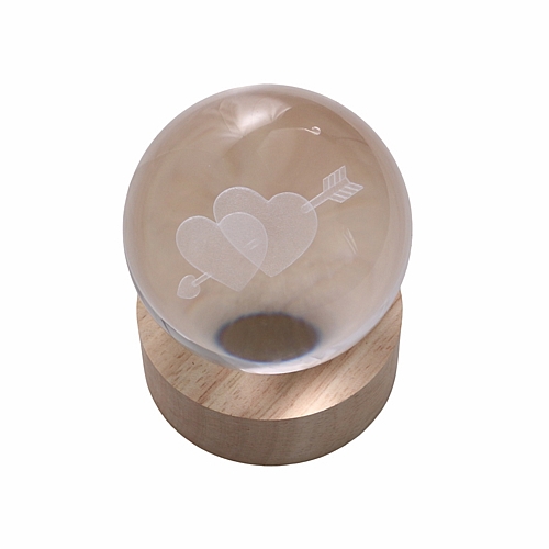 Γυάλα με Χάραξη & Φως – Καρδιά, Διάμετρος 8cm