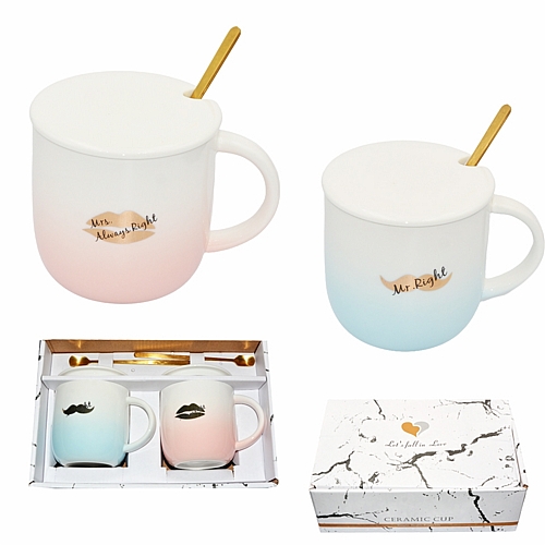 Σετ Κούπες με Καπάκι & Κουταλάκι – Mr. Right & Mrs. Always Right – 420ml