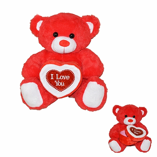 Αρκουδάκι με κουτί καρδιά σε κόκκινο χρώμα, 35cm