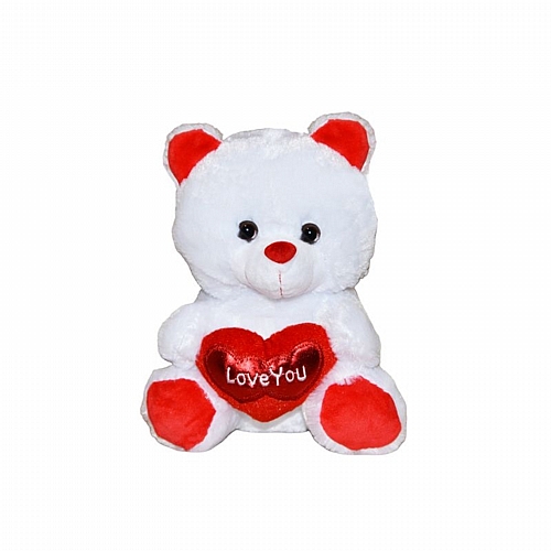 Λούτρινος Αρκούδος “Love You” – Λευκό (23cm)